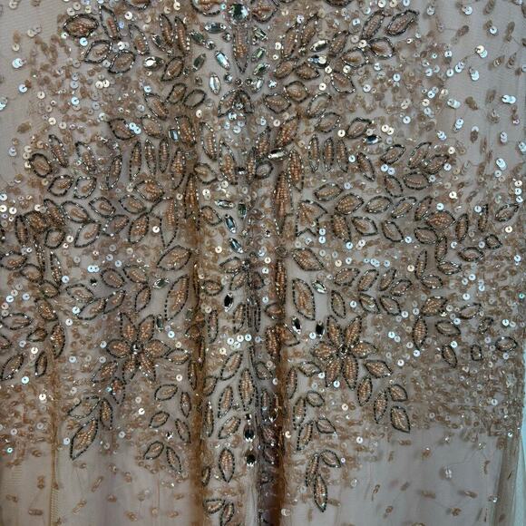 Adrianna Papell  Beaded Sequined Gown Size 16 Wedding Romantic Special Occasions - Picture 9 of 16